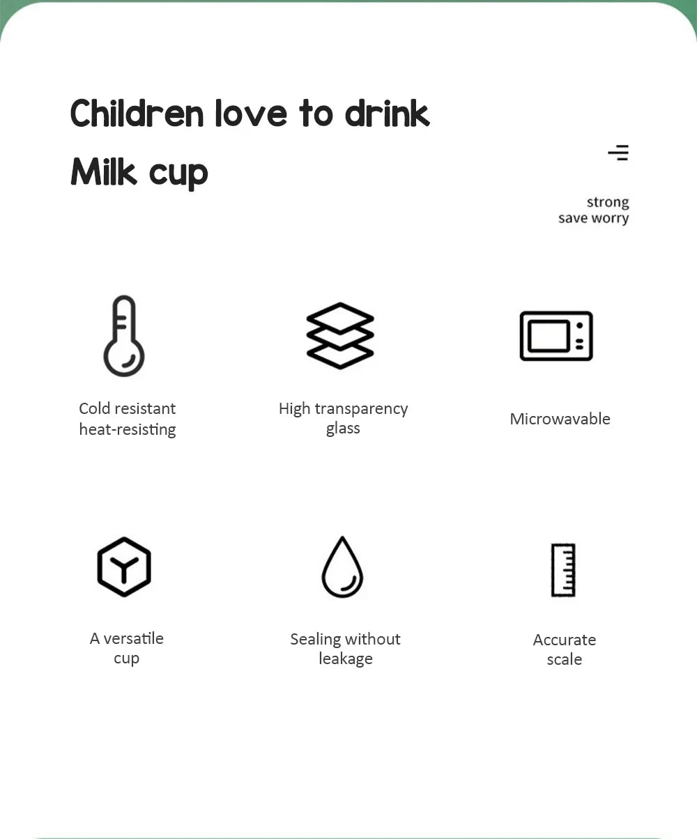 350ml Cute Unicorn Children Milk Cup With Scale Transparent Breakfast Cup With Straw Lid Cartoon Glass Cup For Kids Drinkware