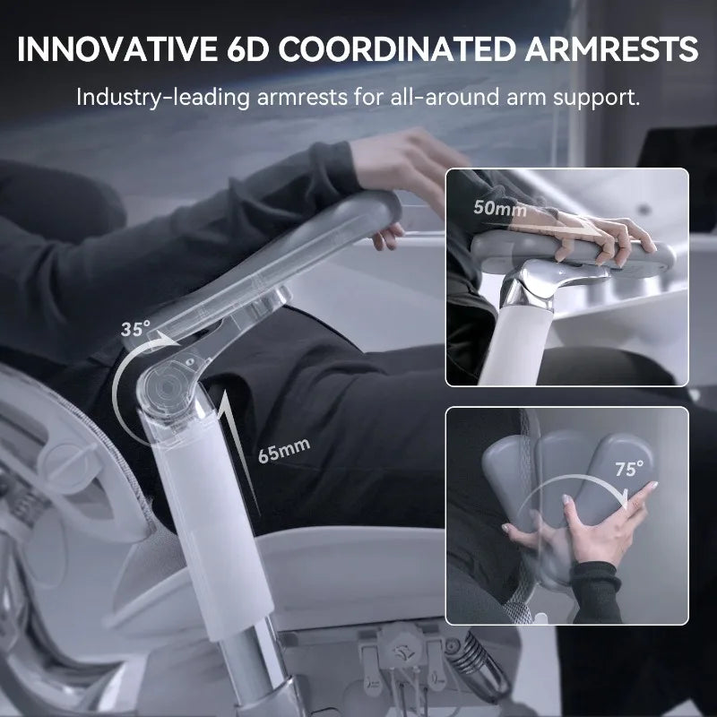 Ergonomic Office Chair Computer Chair with Dual Lumbar Support 6D Armrests Adjustable Rolling Mesh Gaming Chair office furniture