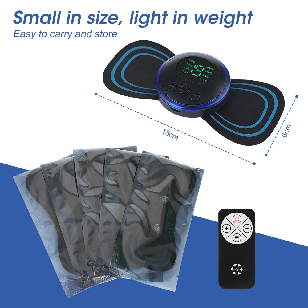 8 Modes Neck Massager Electric Back Shoulder Full Body Leg Massage Pad Remote Control Muscles Relax Fatigue Relief Patches Mini