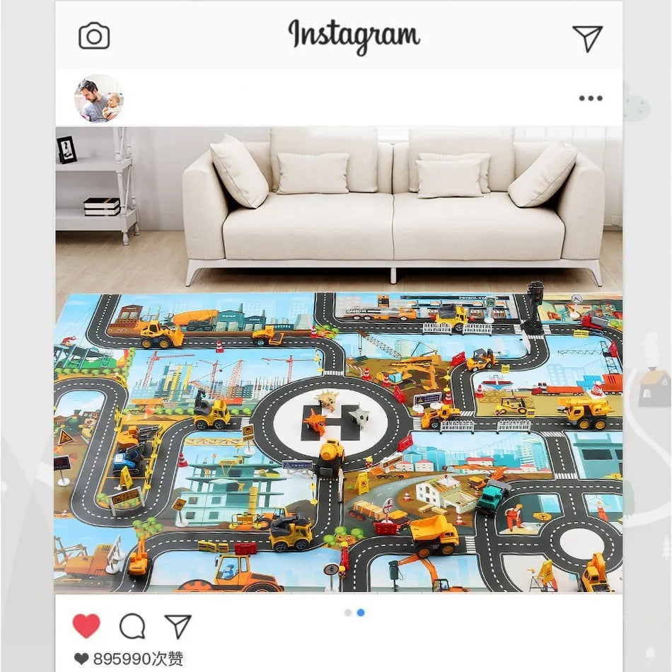 130*100cm Baby Crawling Mat for Children Cartoons Traffic Rug Indoor Toys City Road Carpet Kids Game Little Girl and Boy Playmat