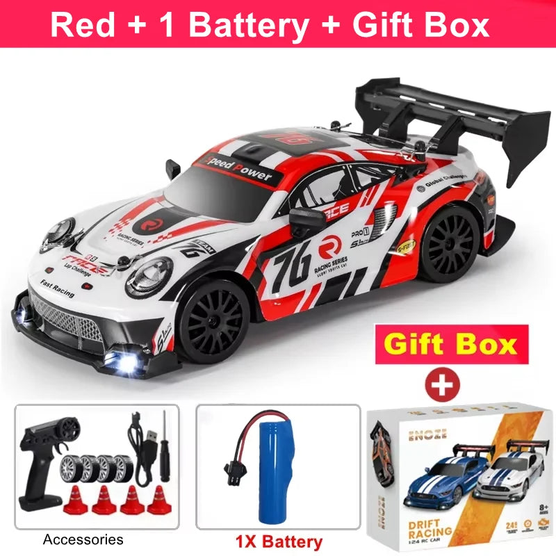 RC Drift Car 4WD Remote Control High Speed Racing Vehicle with LED Lights 2.4GHz Radio 4x4 Off-Road Truck Toy for Children Kids