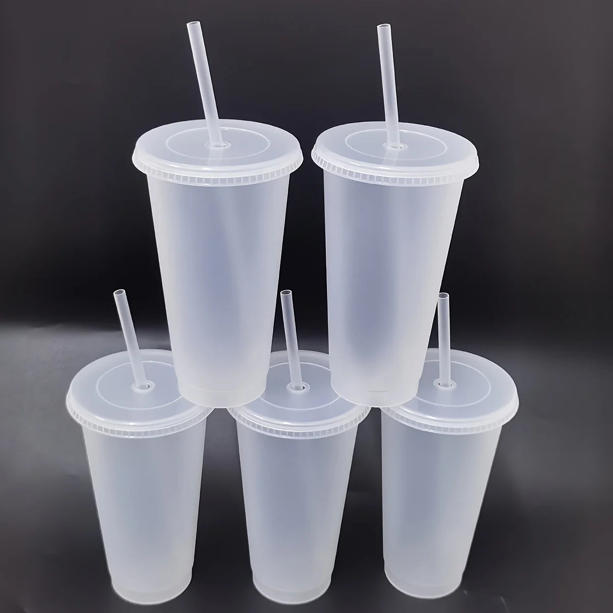 5/10pcs 24oz Tumblers With Lids And Straws Reusable Plastic Cups Iced Coffee Large Water Bottle Party Cold Mug Summer Drinkware