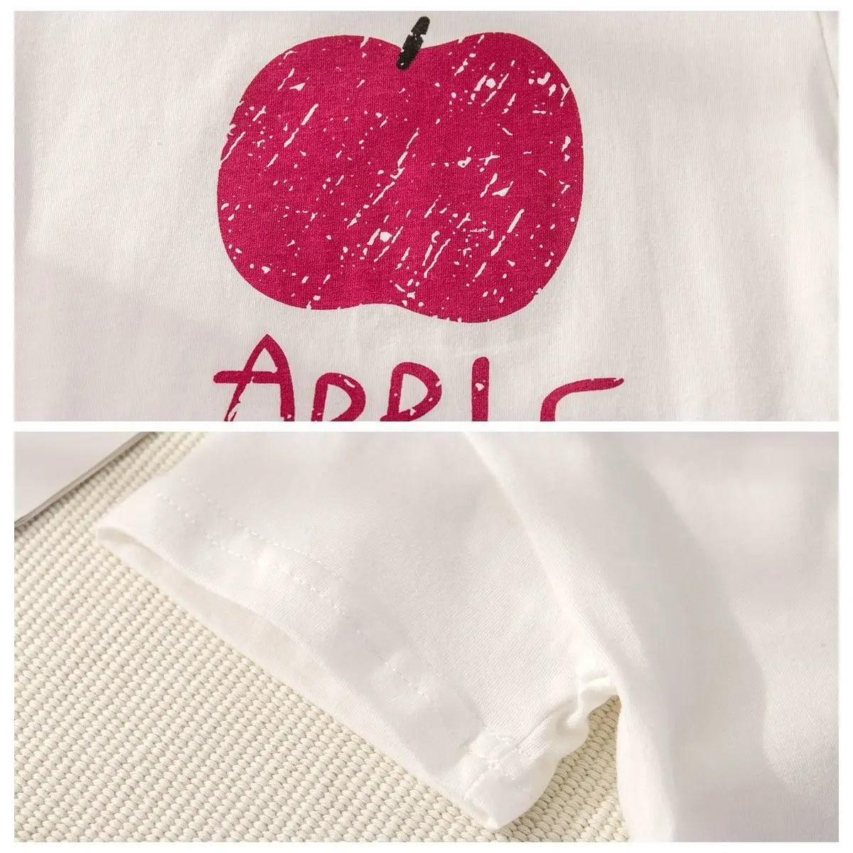 Children's Sets 2-piece Short-sleeved Round Neck Top+plaid Shorts Fruit Lemon Grape Cartoon Design Outer Wear Casual Summer