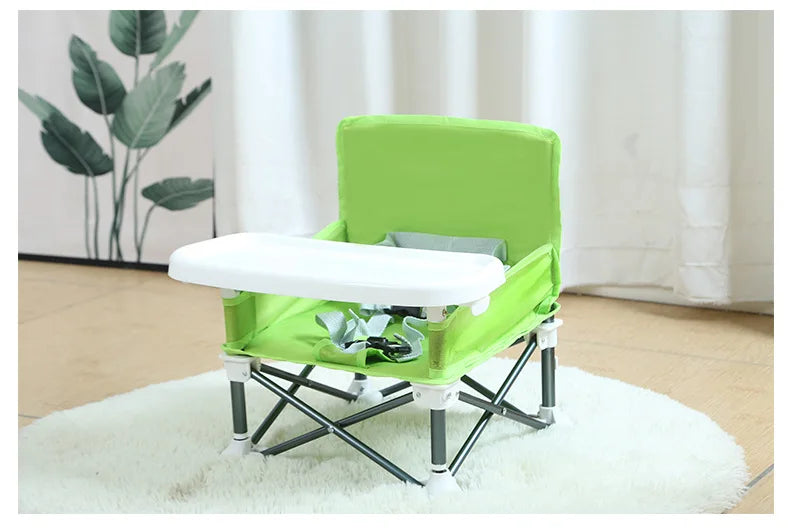 Baby Foldable Portable Dining Chair With Plate Seat Belt Children's Beach Chair Camping Child Comfortable Feeding Seat Baby