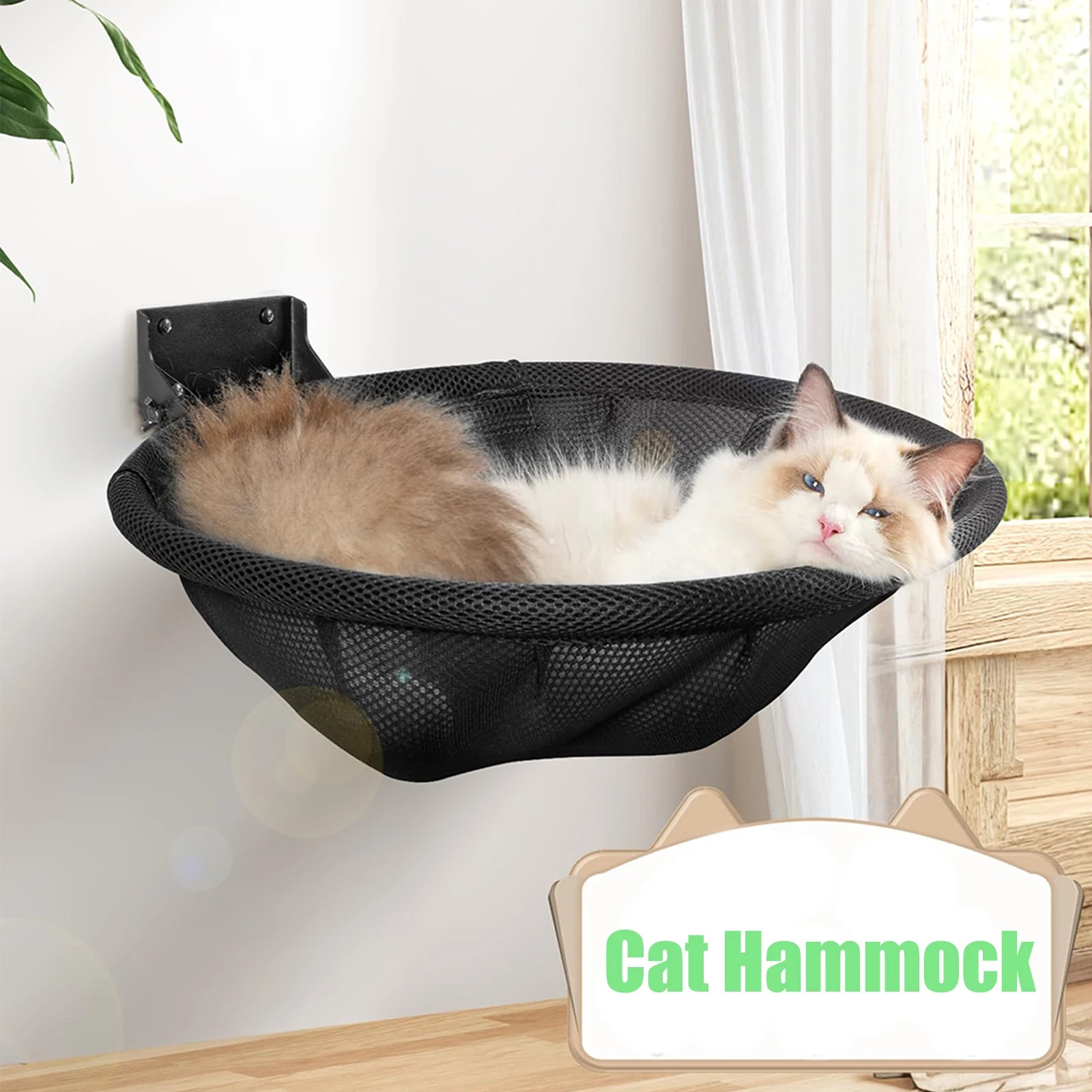 Cat Hammock Bed Wall Mounted Foldable Stable 42cm Cat Beds Breathable Cats Wall Shelf for Sleeping Playing Climbing Accessories