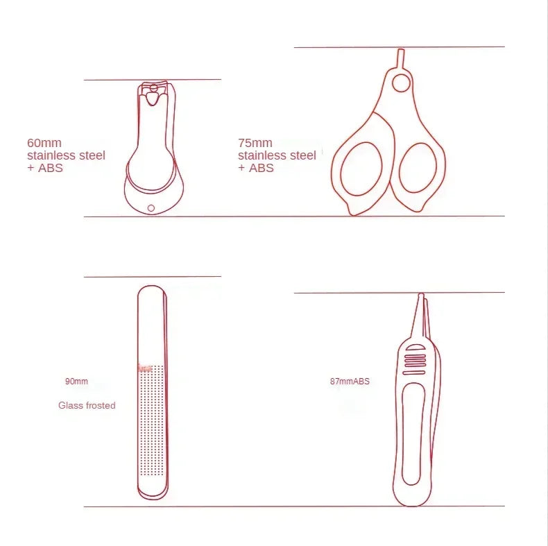 Children Manicure Kit Baby Nail Scissor Baby Nail Care Tool Set Kid Safe Portable Nail Clipper Trimmer File Tweezer with Box