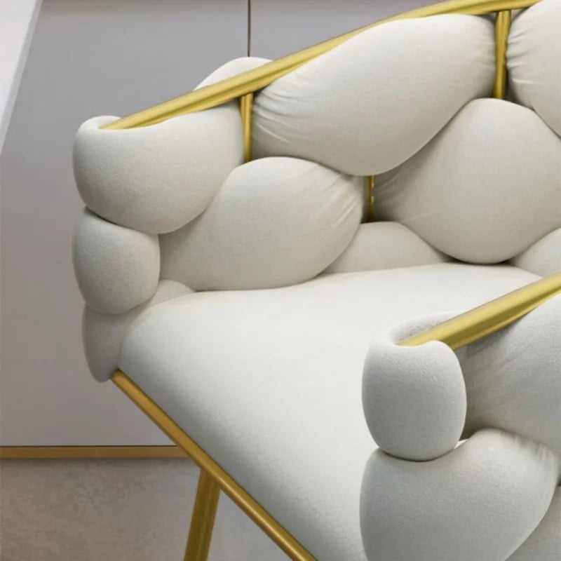 Nordic Metal Living Room Chair For Living Room Soft Upholstered Backrest Chairs Light Luxury Back Leisure Household Armchair