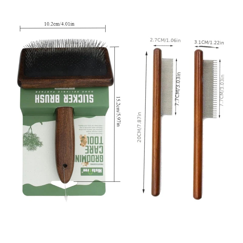 Cat Comb Stainless Steel Pet Hair Remover Wooden Handle Cat Hair Comb Pet Grooming Massage Dog Brush Cleaning Tool Pets Supplies