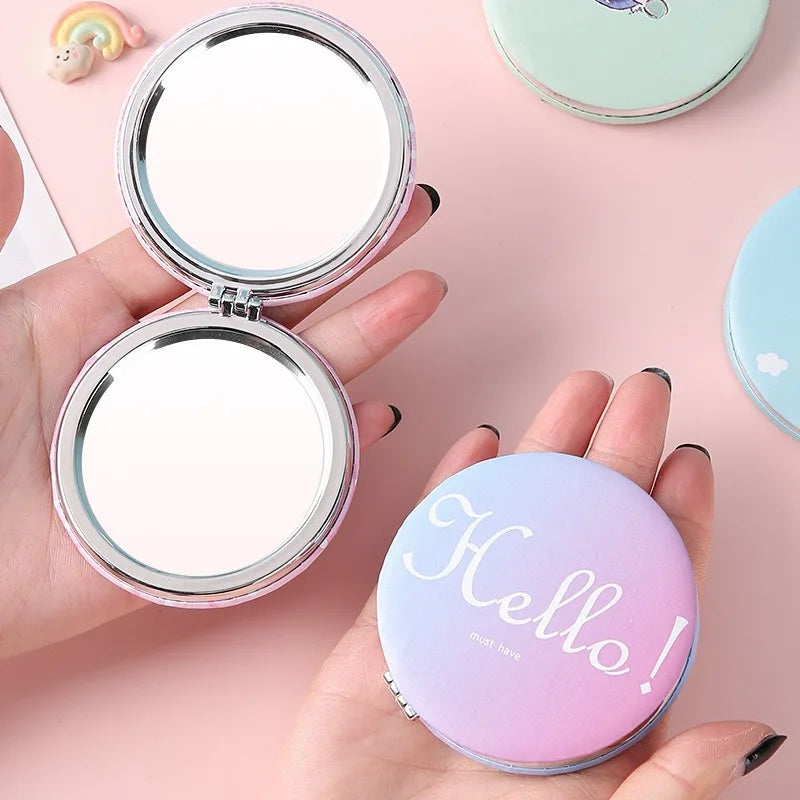 Circular Makeup Mirror Portable Portable Student Pocket Folding Mirror Beauty Makeup Makeup Princess Circular Mirror