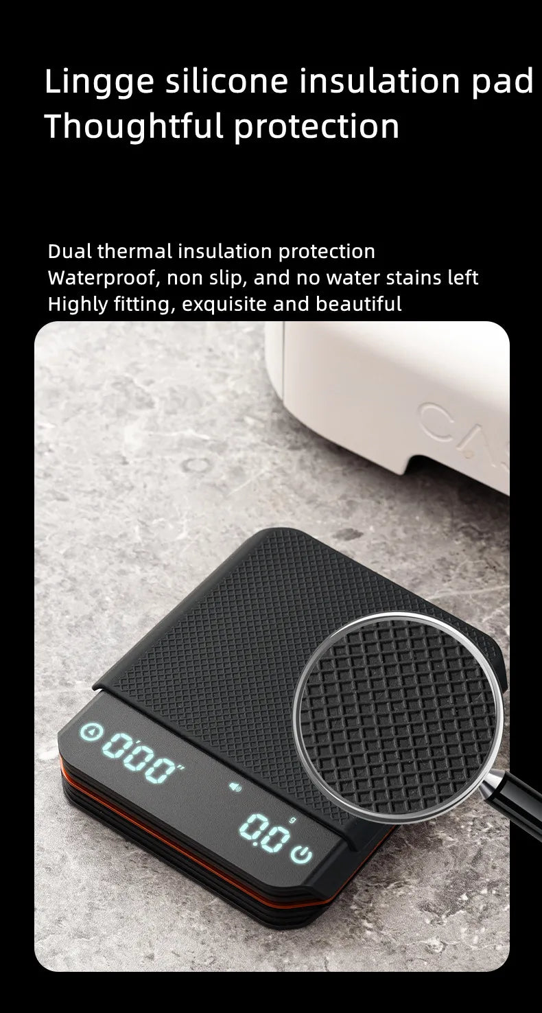 Portable Digital Coffee Scale – Rechargeable High-Precision Kitchen Scale with Timer 2kg/0.1g Accuracy for Pour-Over, Espresso