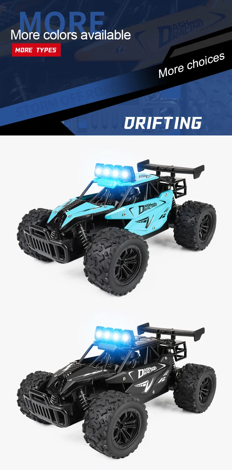 Remote Control Car RC Drift Racing 1:16 Vehicle Off Road Alloy 2.4G Radio High-Speed Trucks With LED Light Climbing Gift Kid Toy