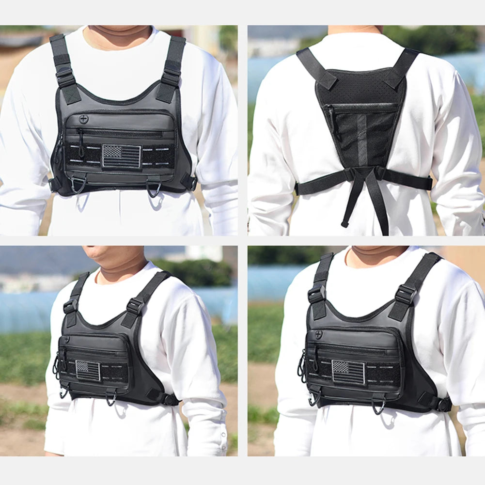 Sports Chest Bag Lightweight Front Chest Pack Running Vest Bag With Pocket Phone Holder Large Capacity Waterproof Tactical Vest
