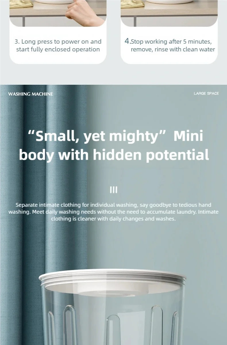TINSOL Portable Mini Washing Machine Laundry Device Perfect for Travel Socks & Underwear Cleaning Effortlessly Clean Your Clothe