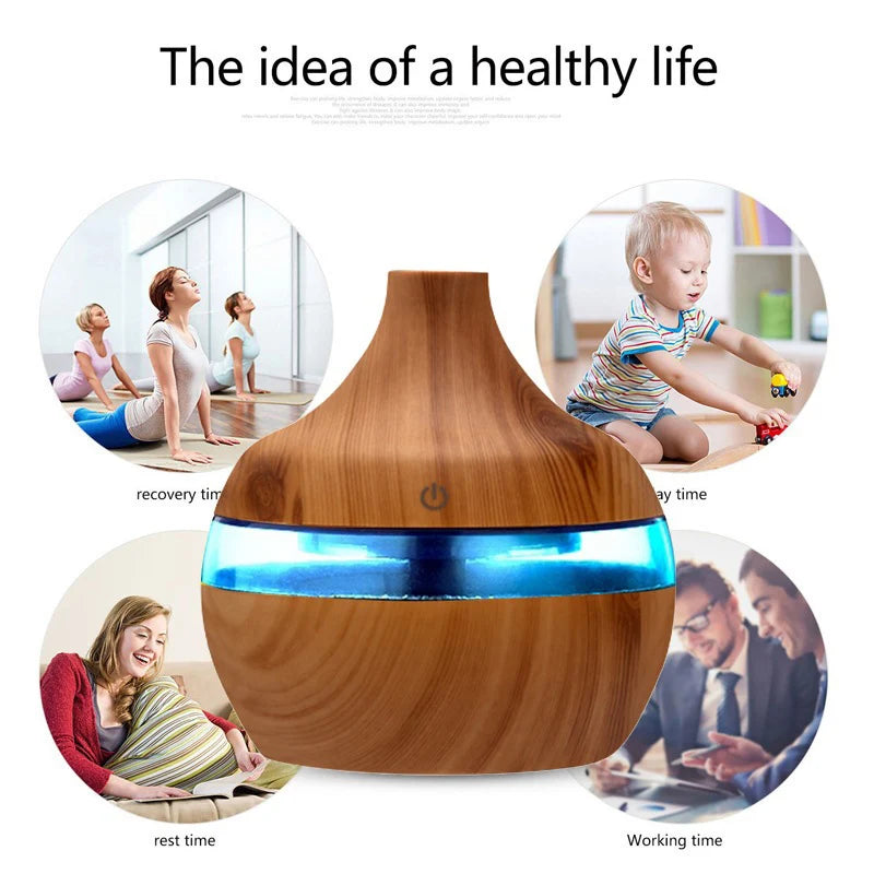 300ML Air Humidifier Essential Oil Aroma Diffuser Home Ultrasonic Wood Grain humidificador USB Mist Maker umidificador purifier
