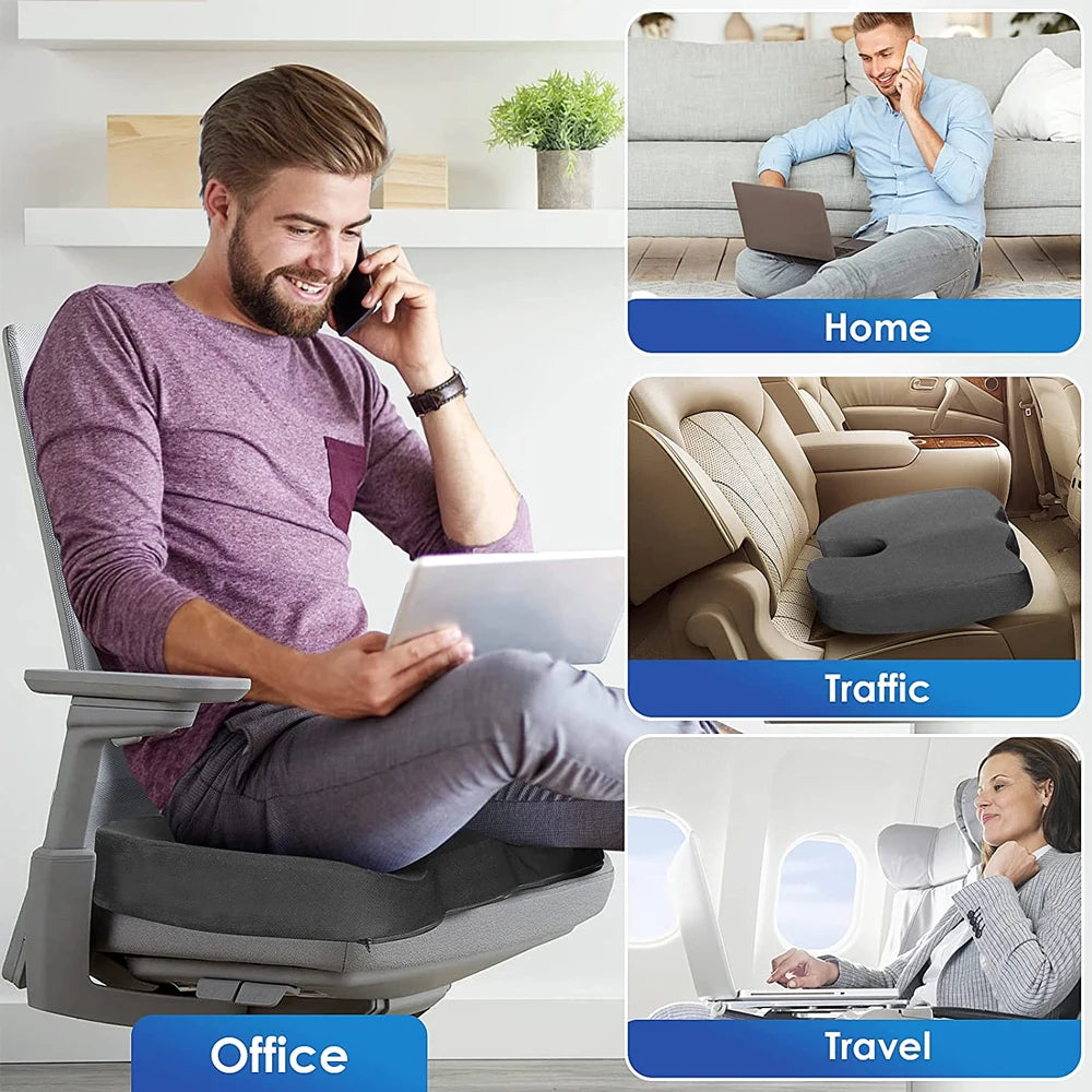 1PCS Seat Cushion Pillow for Office Chair - Memory Foam Firm Pad - Sciatica,Lower Back Pain -Contoured Posture Corrector for Car