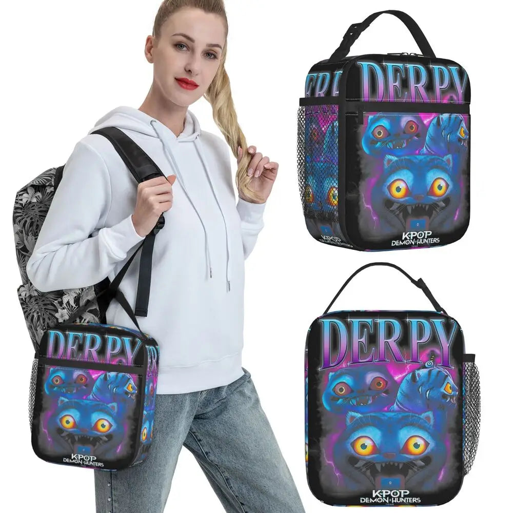 Huntrix Girlgroup K-Pop Group Demon Hunters Lunch Bag Cute Lunch Box For Child Office Portable Cooler Bag Oxford Tote Food Bags