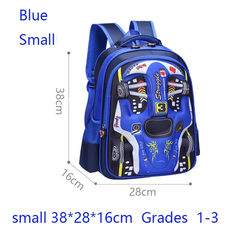 Waterproof Lightweight 3D Car Backpack Kindergarten Kid Preschool Backpack Young Children Boy Girl SchoolBag Primary Red Blue
