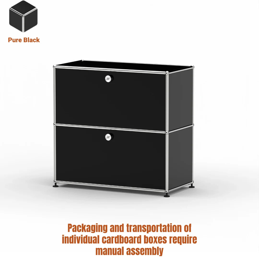 Modern Steel Flip Door Cabinet｜2-Tier Modular Storage Unit｜Custom Color Metal Organizer for Entryway, Living Room or Office