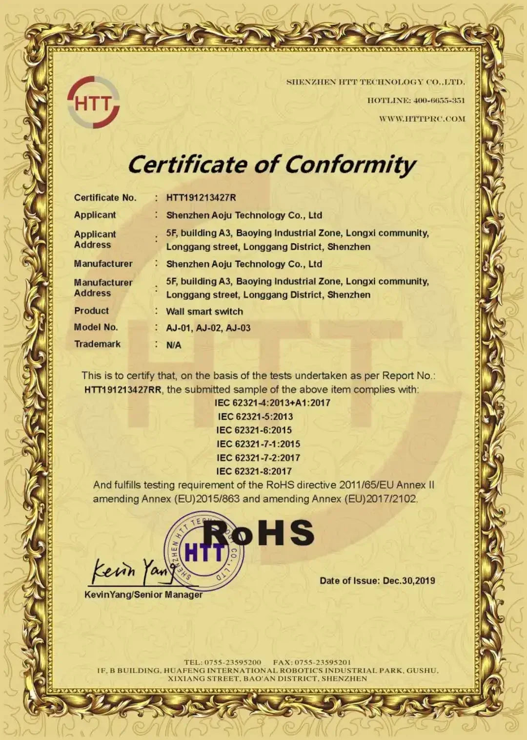 EU/US Smart Switch Alexa RF433 No Neutral Tuya Control Works With Google 1/2/3 Gang Smart Life Home Light WiFi Touch Switches