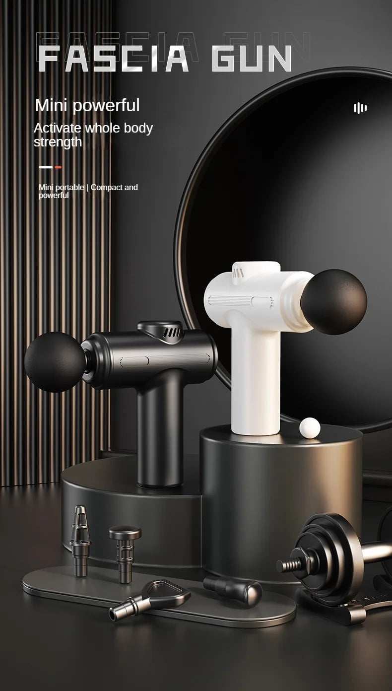 Mini  USB Electric Massage Gun Deep Tissue Facial Massgaer 8 Heads Arms Back Leg Muscle Relaxing For Body Back Arm Sport Fitness