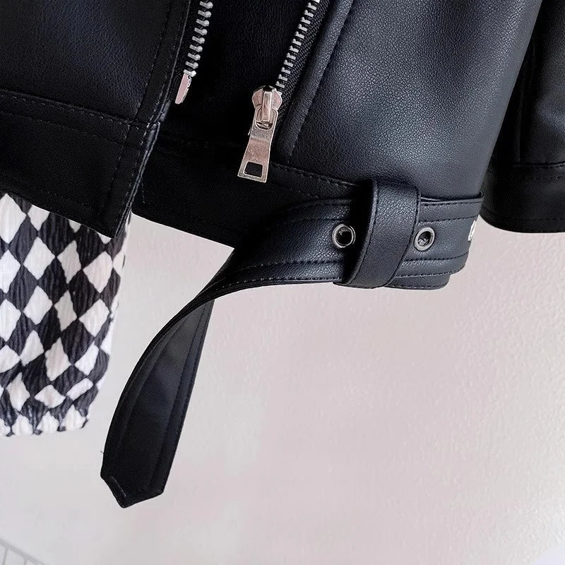 Boys Handsome Leather Jackets Kids 2-8 Years New Classics Spring Autumn Coats Baby Children Pu Outerwear Kids Zipper Fly Clothes