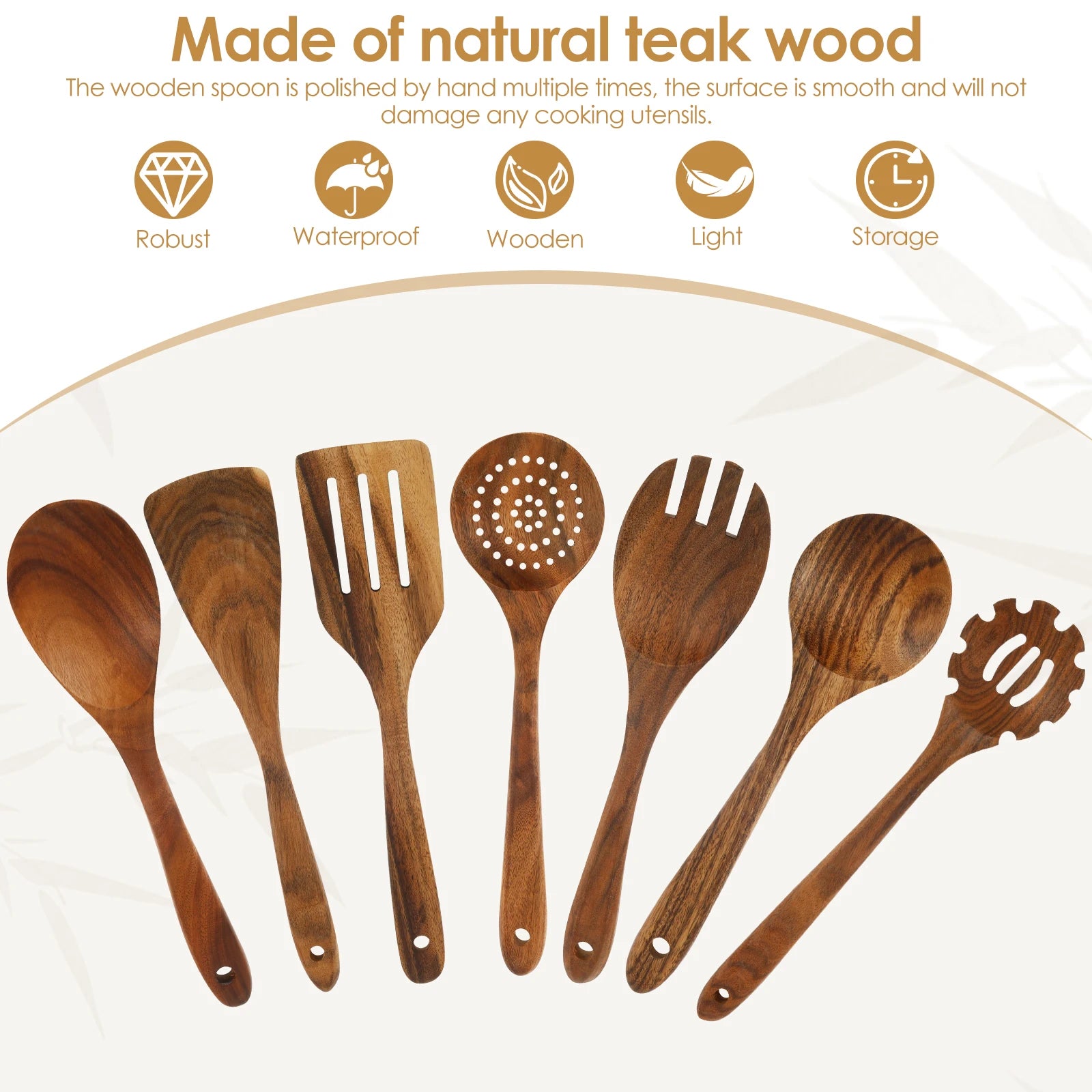 Wood Utensil Set  and Utensils Holder Kitchen Cooking Stainless Steel Utensil Set Practical Cookware Kit for Home Everyday Use