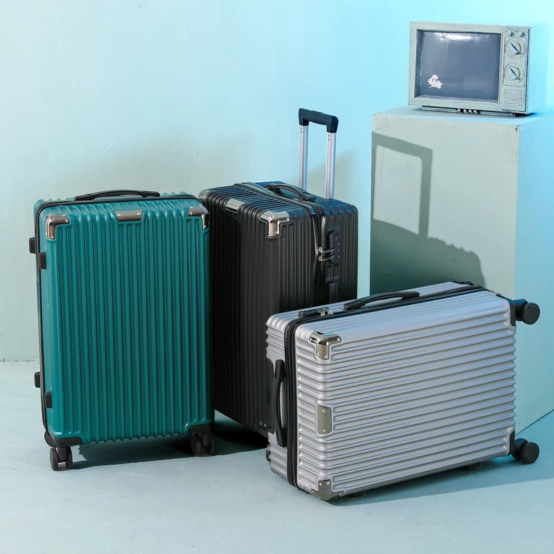 Men's Luggage 22-24 Inch Large Capacity Thickened Durable Travel Suitcase with Password Lock Student Suitcase Leather Carry-On