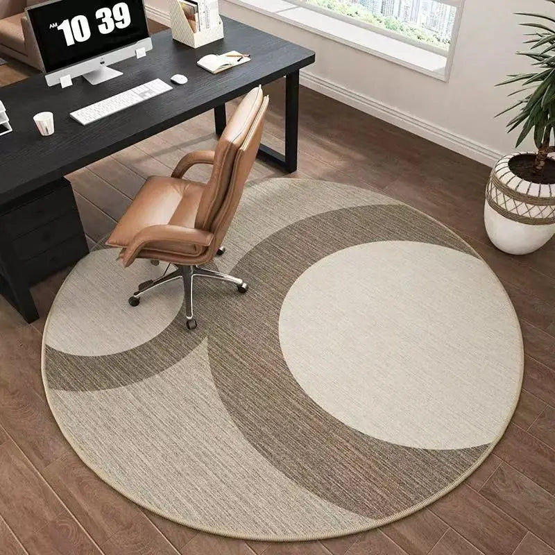 Premium Round  Computer Desk, Anti-Slip Floor Protector with High-End Look, Home & Office Decor