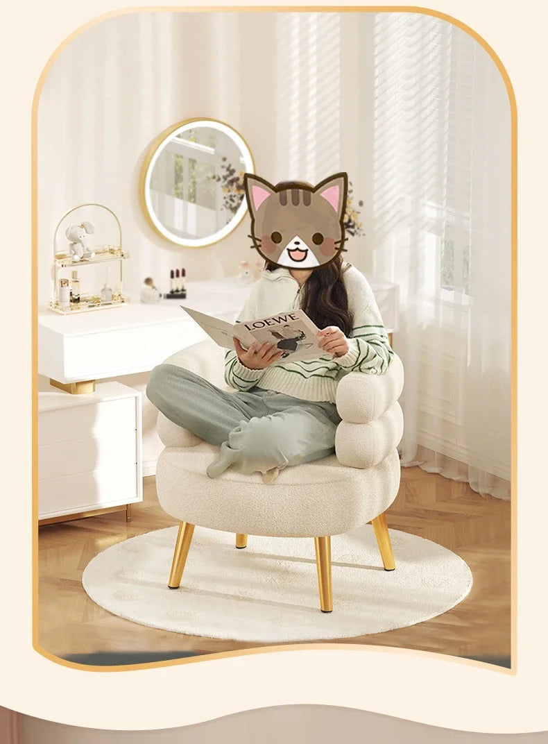 Modern Living Room1-person Sofa Comfortable Bedroom Fluff Armchair Nordic Simple Nail Salon Makeup Chair Dressing Table Stool