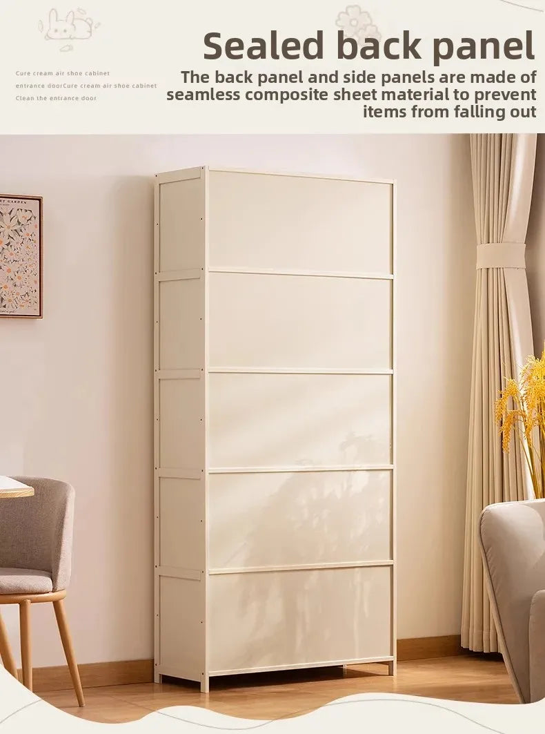 White Living Room Floor Cabinet for Tatami Bay Window Storage Cabinet Multifunctional Balcony Organizer Space-Saving Cupboard