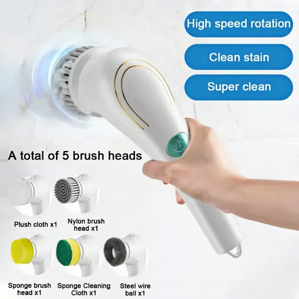 5 in 1 Multi-function Kitchen Home Bathroom Cleaning Tool Automatic Cordless Electric Cleaning Brush Rechargeable Brush