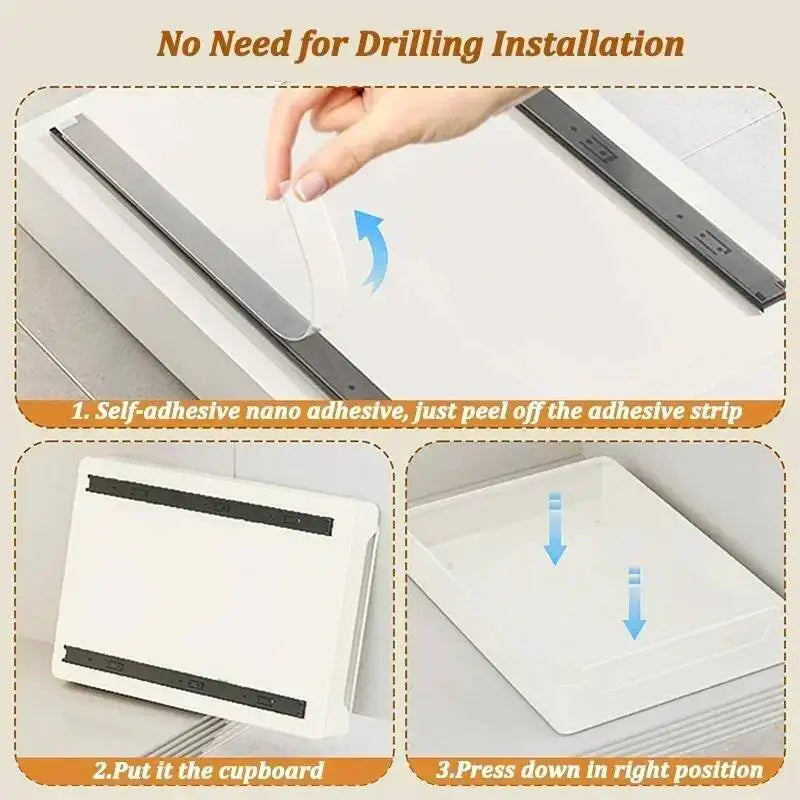 Box With Sliding Rail Pull-Out Cabinet Storage Rack Spice Pantry Shelves Drawer Kitchen Organizer Basket