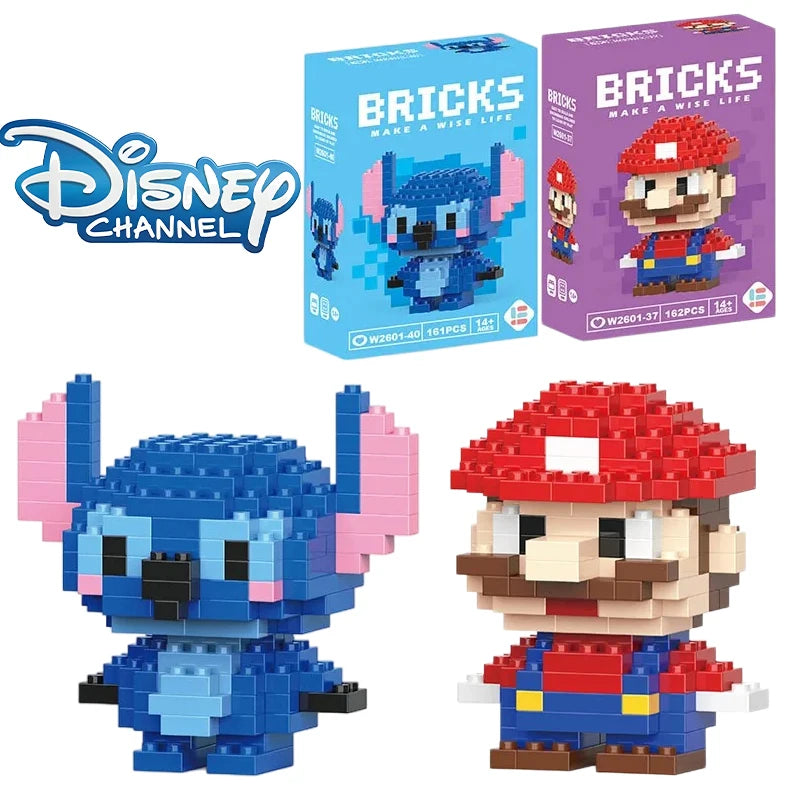Disney LiLo Stitch Toys Building Blocks  Pikechu lega Anime Cartoon Character Model Building Blocks Toy for children Gift