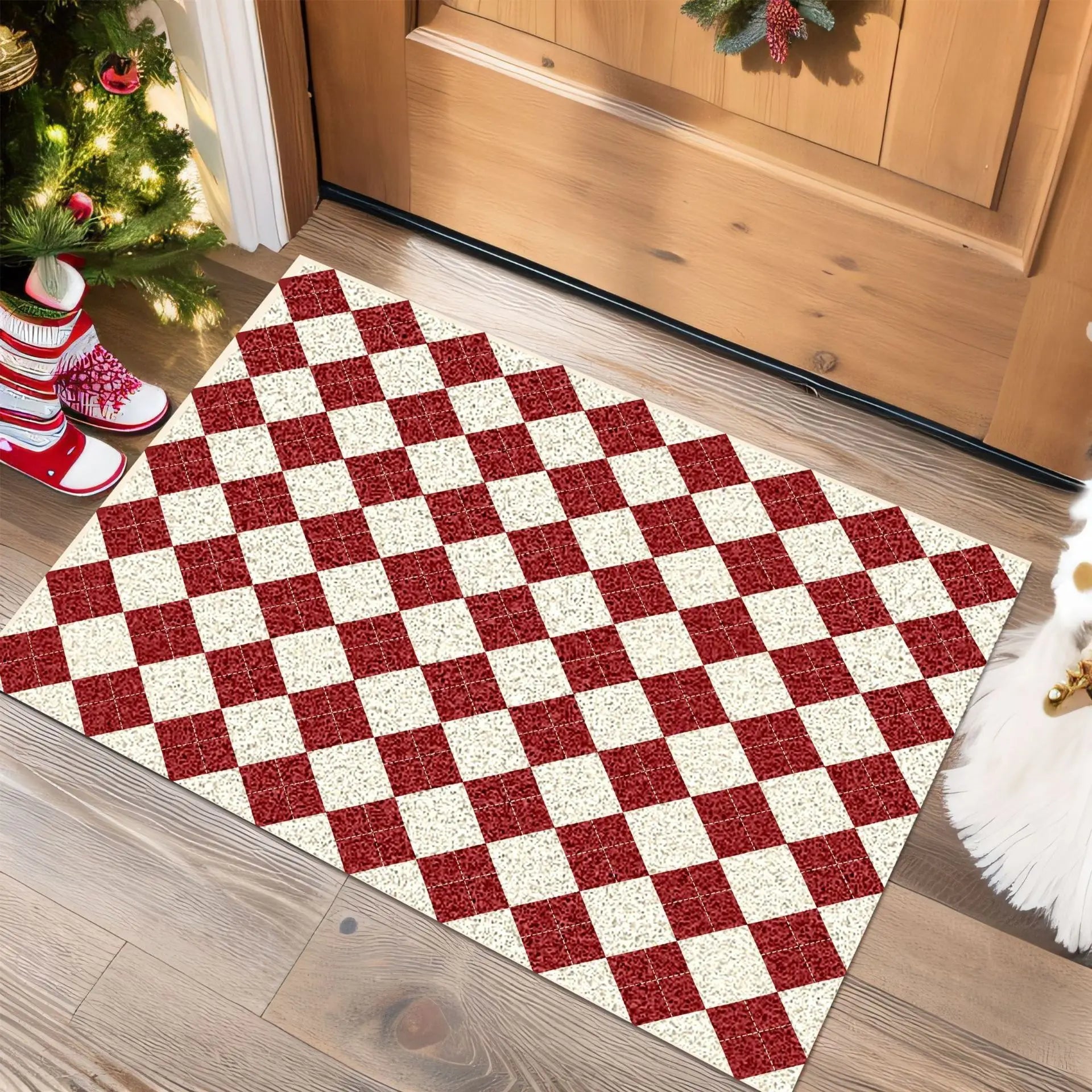 Christmas Festive Style Wire Loop Mat Carpet For Living Room Entrance Door Non-Slip Home Decoration