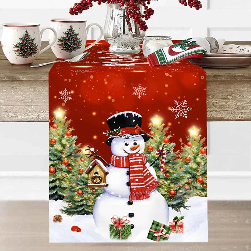 Christmas Table Runner Christmas Party Decoration 2025 Xmas Santa Claus Snowman Table Runner Navidad Natal New Year Gift 2026