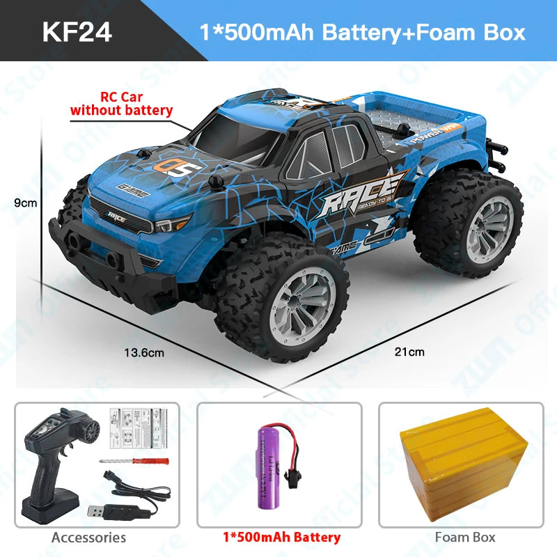 ZWN 1:16/1:20 2.4G Model RC Car With LED Light 2WD Off-road Remote Control Climbing Vehicle Outdoor Cars Toy Gifts for Kids