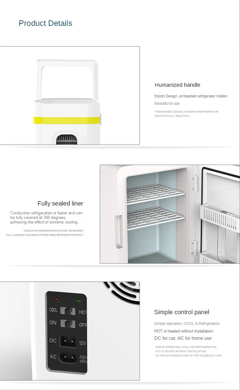 10L Car Refrigerator Mini heating Cooling small refrigerator car home dual-use small dormitory home car dual-use refrigerator