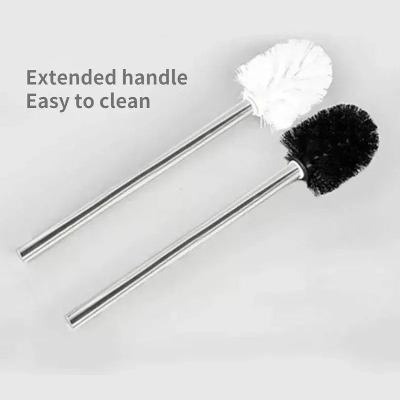 Stainless Steel Handle Japanese Minimalist Toilet Brush 1/2pcs Premium Brush Head Special Bathroom Cleaning Tool