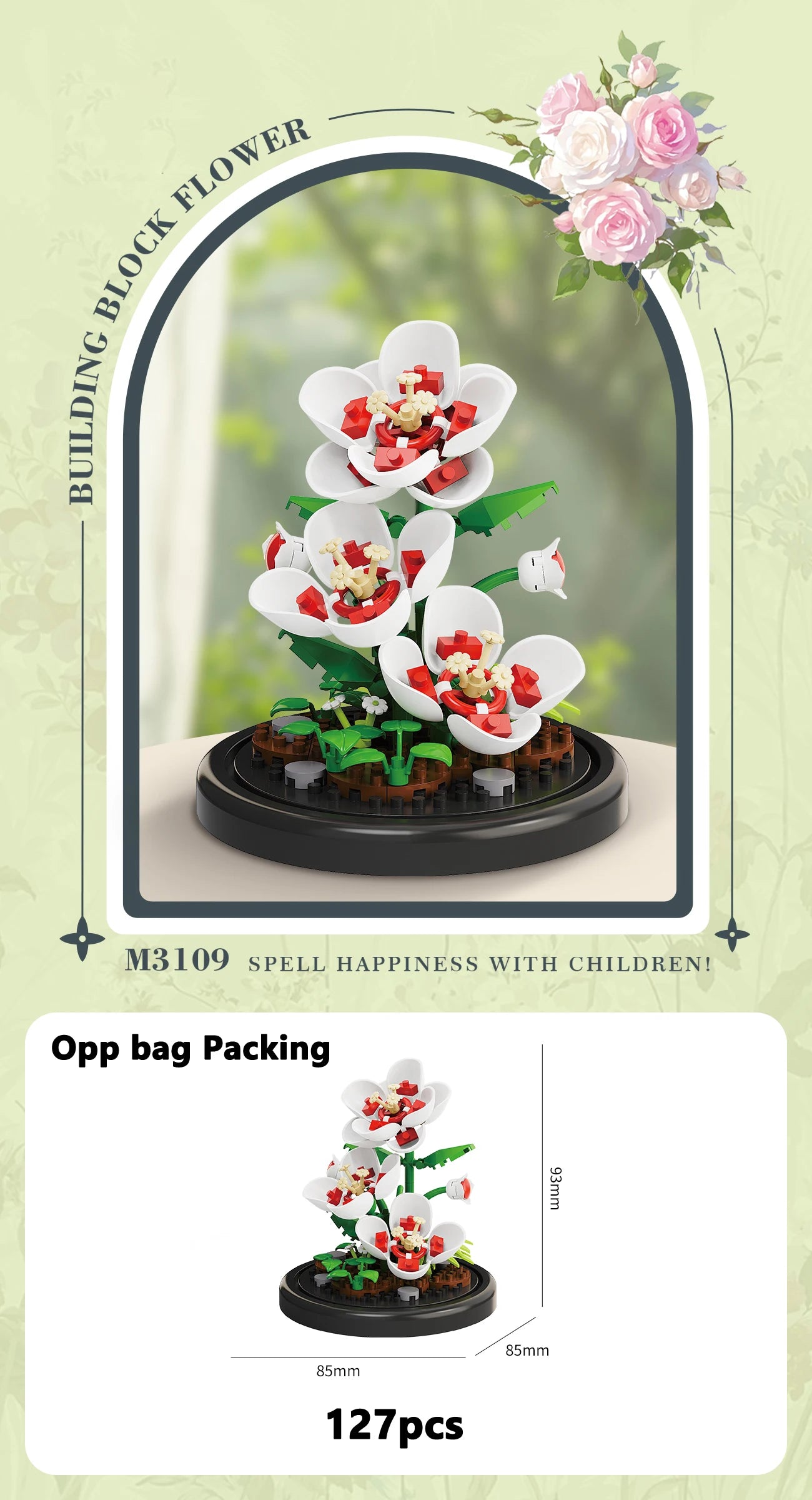 Eternal Flower Bouquet Bonsai Potted Plant Micro Building Blocks Model Home Decoration Puzzle Toys Kids Birthday Christmas Gifts