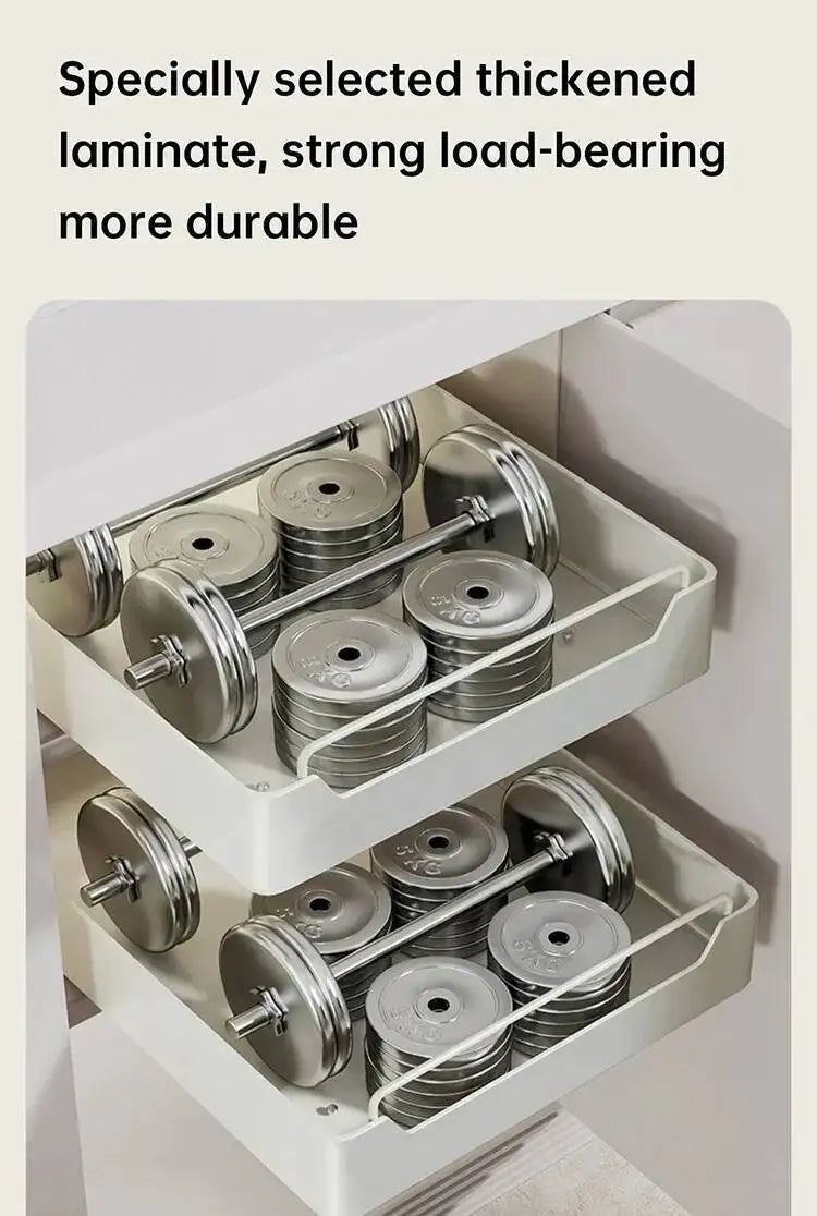 Box With Sliding Rail Pull-Out Cabinet Storage Rack Spice Pantry Shelves Drawer Kitchen Organizer Basket