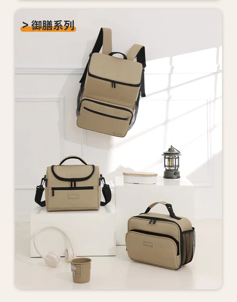 1pc Insulated Backpack Cooler Large Capacity Oxford Cloth Backpack Outdoor Travel Beer Bag Waterproof PEVA Lined Ice Bag