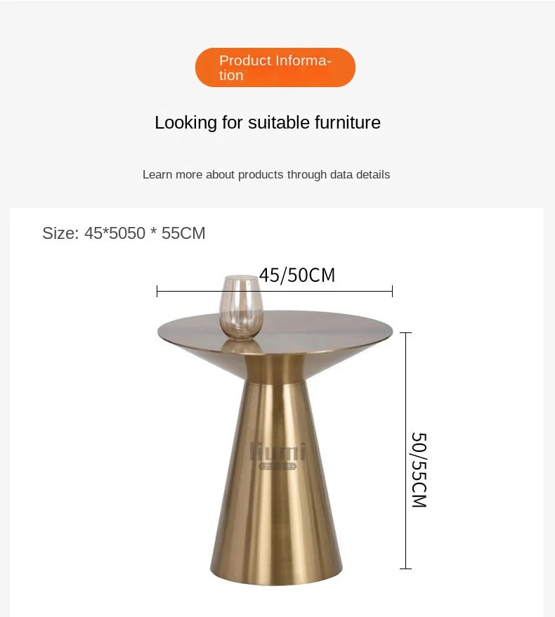 Nordic Modern Stainless Steel Titanium Small Coffee Table Italian Simple Round Small Apartment Stainless Steel Coffee Table 2024