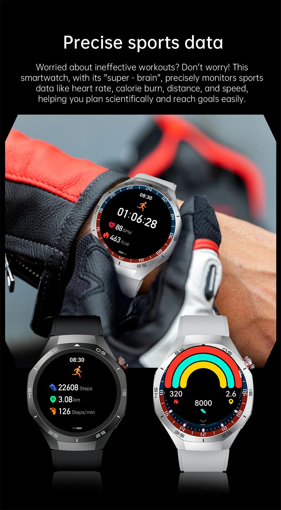 2025 New GT5 Pro GPS Track Smart Watch Men 360*360 AMOLED Screen NFC BT Call Waterproof Health Monitor Man Smartwatches IOS