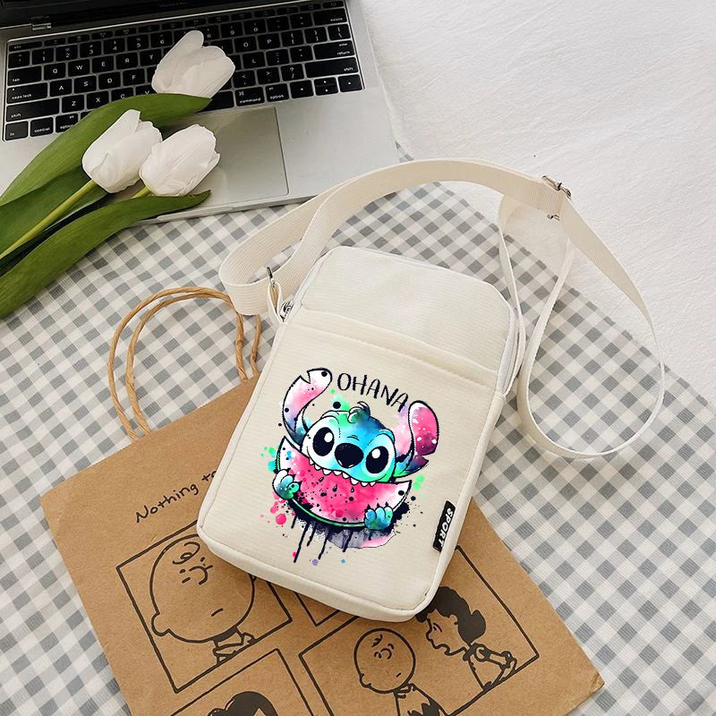 Disney Stitch Fashion Mobile Phone Bags Anime Women Messenger Bag Children Kawaii Coin Purse Girls Portable Crossbody Pouch Gift