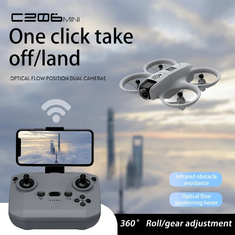 CZ06 Mini RC Quadcopter Drone - 480P HD Dual Camera, Obstacle Avoidance, Optical Flow, Cool Lights - Perfect Toy Gift for Kids