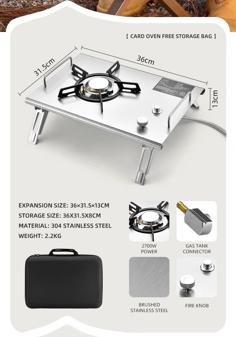 Outdoor Camping Folding multifunctional IGT Wood table Gas Stove Portable lightweight Camp BBQ Grill Table Picnic table