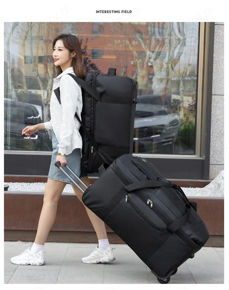 2025 New Travel Bags with Wheels Oxford Cloth Trolley Luggage Bag Organizes Folding Bags Quality Large Size Suitcases valises