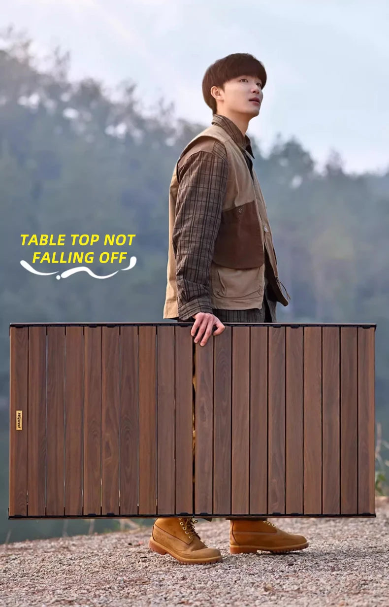 Outdoor Camping Folding multifunctional IGT Wood table Gas Stove Portable lightweight Camp BBQ Grill Table Picnic table