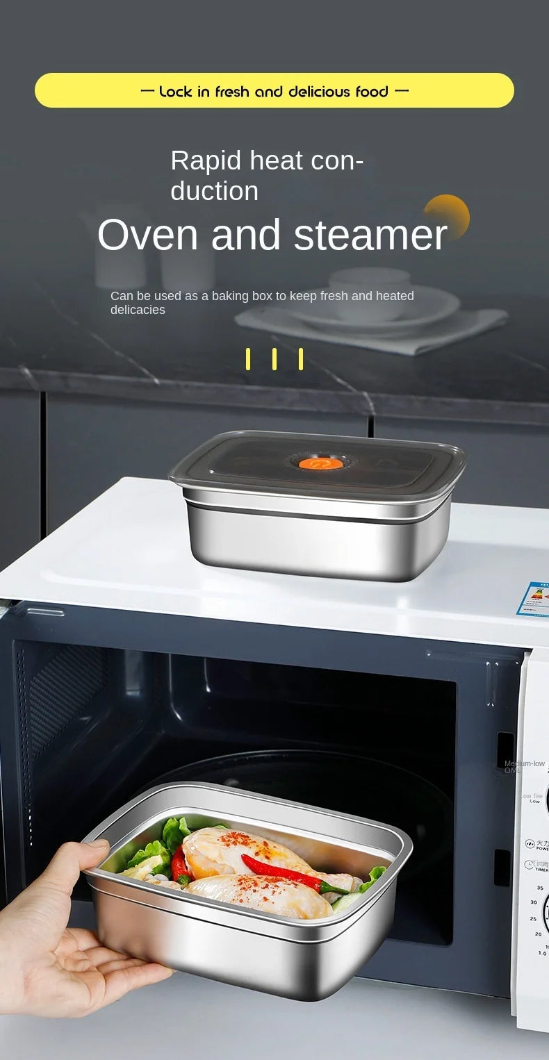 304 Stainless Steel Crisper, Lunch Box, Sealed Leak-proof Bento Box, Refrigerator Freezer Storage Box, Camping Lunch Box