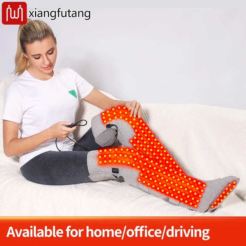 Red Light Therapy Heating Leg & Foot Wrap Electric Heating Knee Brace - Relieve Cold Leg Arthritis Pain with 3-Zone Heat Warm